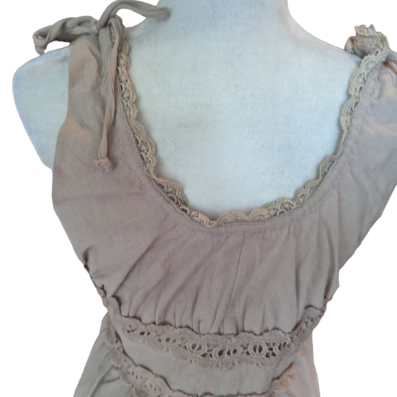 Kayla's Armoire linen blend boho steampunk corset like embroidered top sz L - Picture 6 of 9